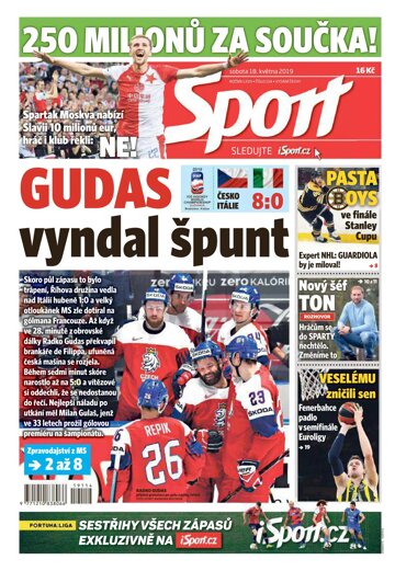 Obálka e-magazínu Sport 18.5.2019