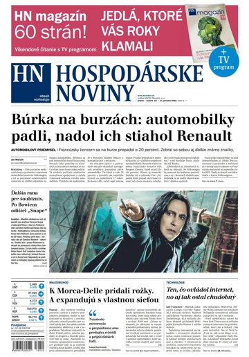 Obálka e-magazínu Hospodárske noviny 15.01.2016