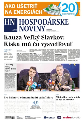 Obálka e-magazínu Hospodárske noviny 12.10.2017