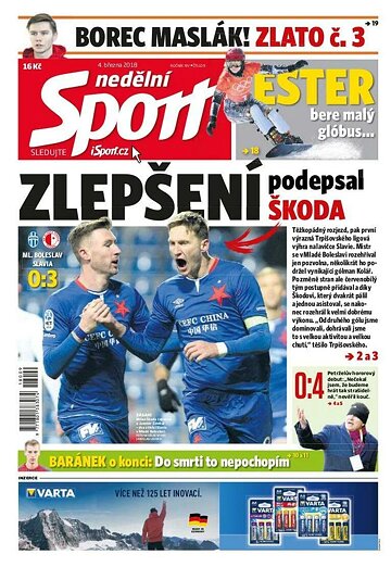Obálka e-magazínu Nedělní Sport 4.3.2018