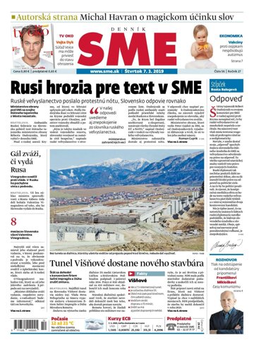 Obálka e-magazínu SME 7.3.2019