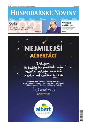 Obálka e-magazínu Hospodářské noviny 250 - 29.12.2021
