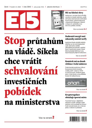 Obálka e-magazínu E15 8.8.2022