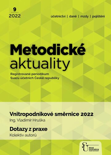 Obálka e-magazínu Metodické aktuality Svazu účetních 9/2022