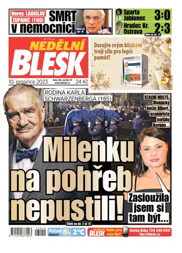 Obálka e-magazínu Nedělní Blesk 10.12.2023