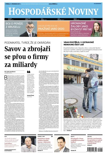 Obálka e-magazínu Hospodářské noviny 240 - 11.12.2019