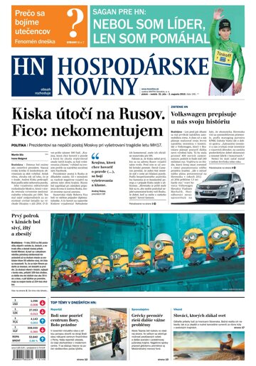 Obálka e-magazínu Hospodárske noviny 31.07.2015