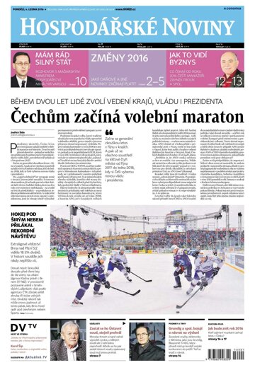 Obálka e-magazínu Hospodářské noviny 001 - 4.1.2016