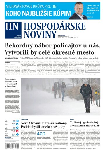 Obálka e-magazínu Hospodárske noviny 05.01.2016
