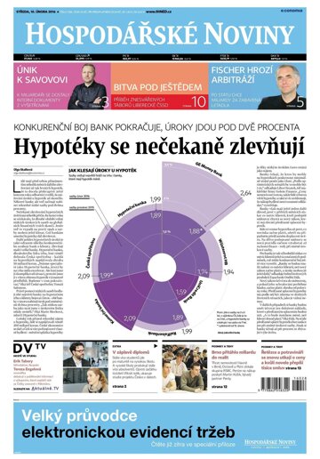 Obálka e-magazínu Hospodářské noviny 028 - 10.2.2016