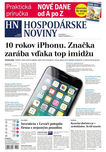 Obálka e-magazínu Hospodárske noviny 09.01.2017