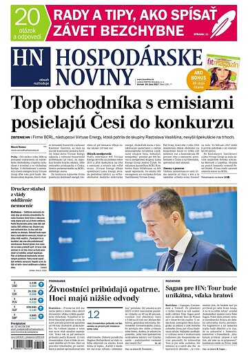 Obálka e-magazínu Hospodárske noviny 29.06.2017