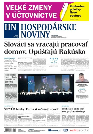 Obálka e-magazínu Hospodárske noviny 10.12.2018