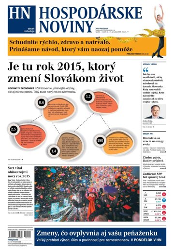 Obálka e-magazínu Hospodárske noviny 02.01.2015