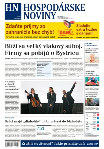 Obálka e-magazínu Hospodárske noviny 10.02.2015