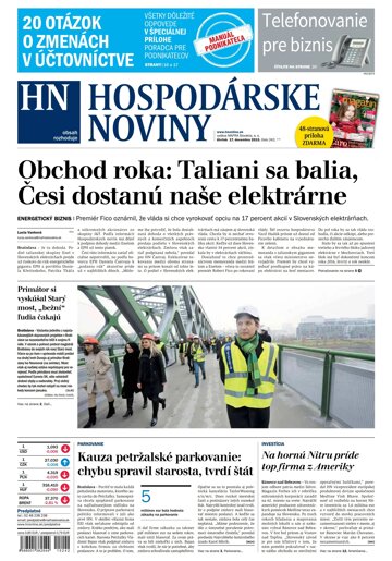 Obálka e-magazínu Hospodárske noviny 17.12.2015