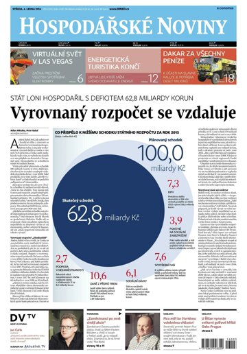 Obálka e-magazínu Hospodářské noviny 003 - 6.1.2016
