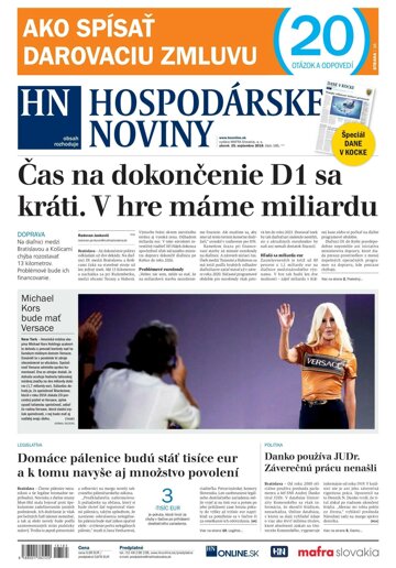 Obálka e-magazínu Hospodárske noviny 25.09.2018