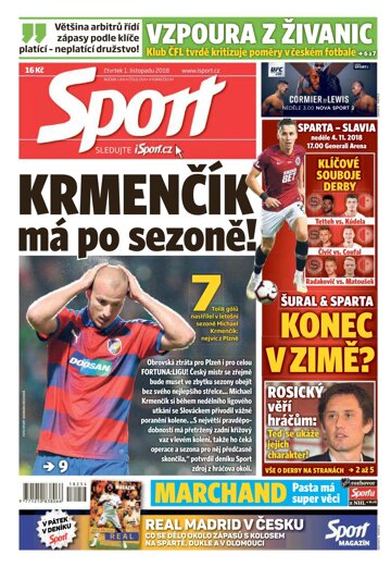 Obálka e-magazínu Sport 1.11.2018