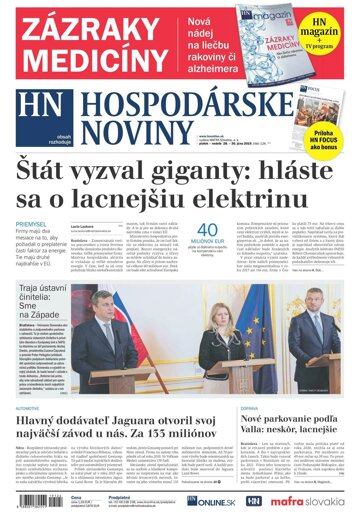 Obálka e-magazínu Hospodárske noviny 28.06.2019