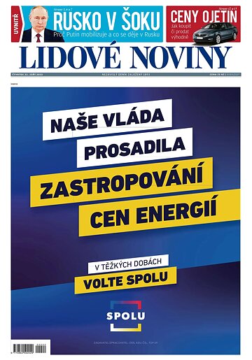 Obálka e-magazínu Lidové noviny 22.9.2022