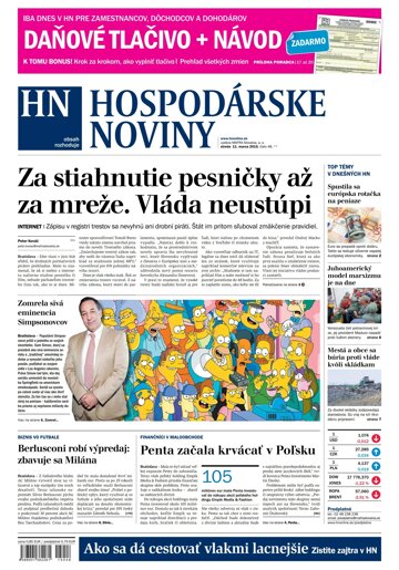Obálka e-magazínu Hospodárske noviny 11.03.2015