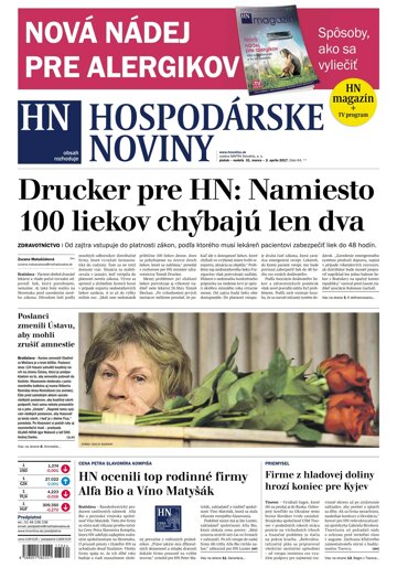 Obálka e-magazínu Hospodárske noviny 31.03.2017