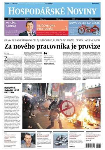Obálka e-magazínu Hospodářské noviny 169 - 2.9.2019