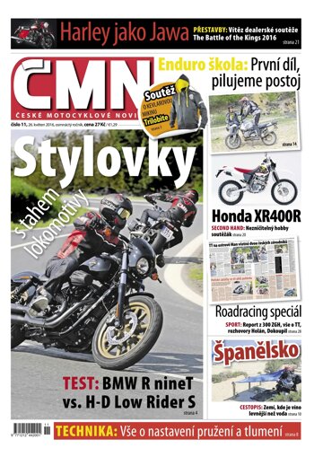 Obálka e-magazínu ČESKÉ MOTOCYKLOVÉ NOVINY 11/2016