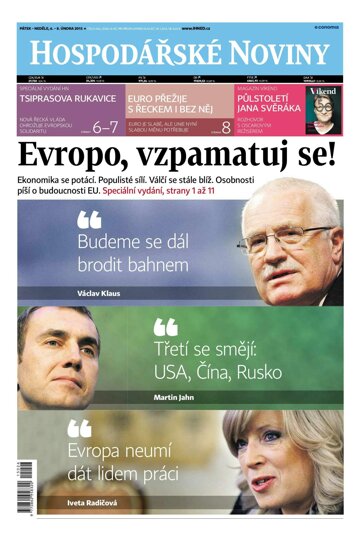 Obálka e-magazínu Hospodářské noviny 026 - 6.2.2015