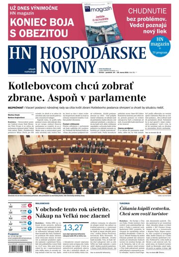 Obálka e-magazínu Hospodárske noviny 24.03.2016