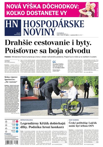 Obálka e-magazínu Hospodárske noviny 31.08.2016