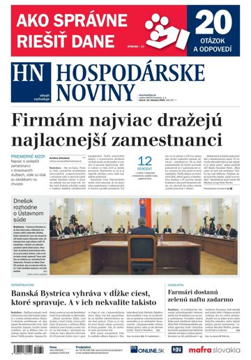 Obálka e-magazínu Hospodárske noviny 12.02.2019