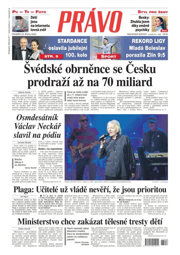 Obálka e-magazínu Deník Právo 23.10.2023