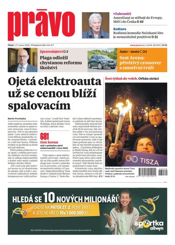 Obálka e-magazínu Deník Právo 27.2.2026