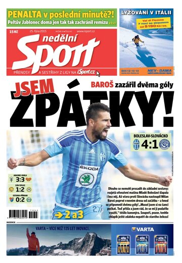 Obálka e-magazínu Nedělní Sport 25.10.2015