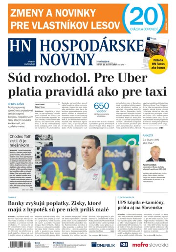 Obálka e-magazínu Hospodárske noviny 21.12.2017