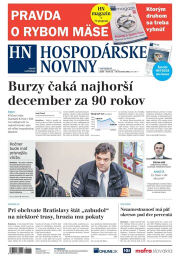 Obálka e-magazínu Hospodárske noviny 21.12.2018
