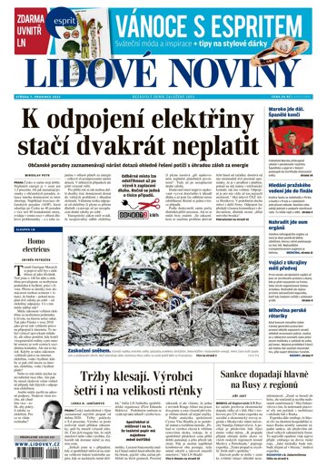 Obálka e-magazínu Lidové noviny 7.12.2022