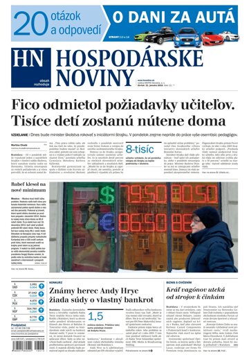 Obálka e-magazínu Hospodárske noviny 21.01.2016