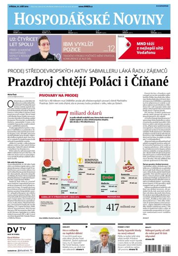 Obálka e-magazínu Hospodářské noviny 184 - 21.9.2016