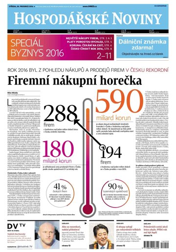 Obálka e-magazínu Hospodářské noviny 250 - 28.12.2016