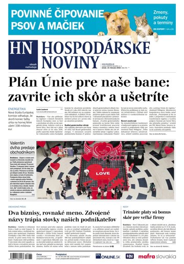 Obálka e-magazínu Hospodárske noviny 14.02.2018