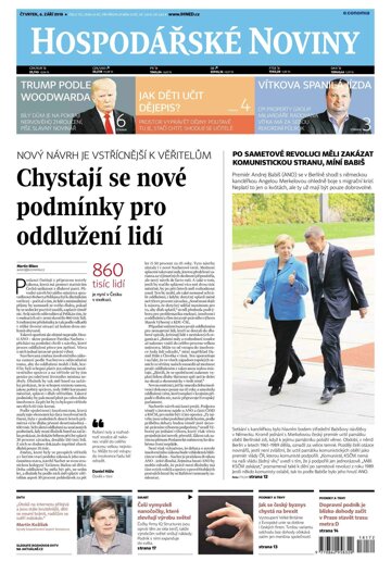 Obálka e-magazínu Hospodářské noviny 172 - 6.9.2018
