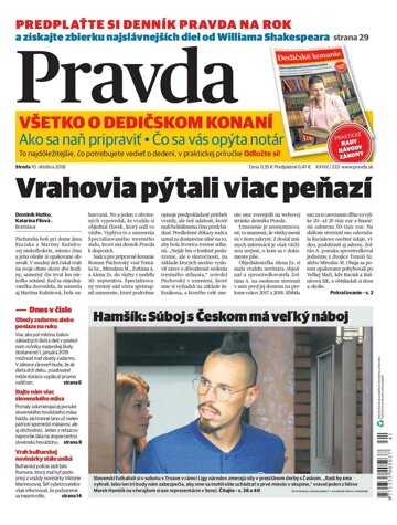Obálka e-magazínu Pravda 10. 10. 2018