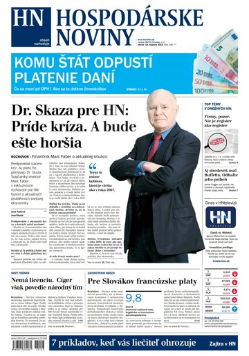 Obálka e-magazínu Hospodárske noviny 18.08.2015