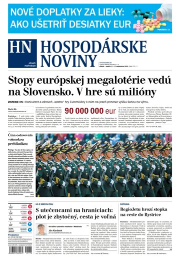 Obálka e-magazínu Hospodárske noviny 04.09.2015