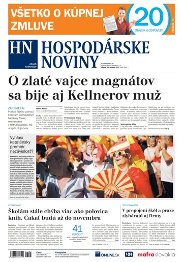Obálka e-magazínu Hospodárske noviny 10.10.2017