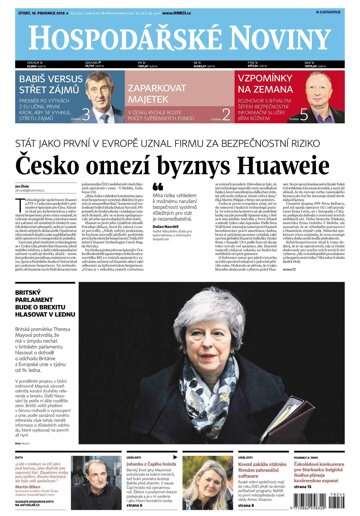 Obálka e-magazínu Hospodářské noviny 244 - 18.12.2018