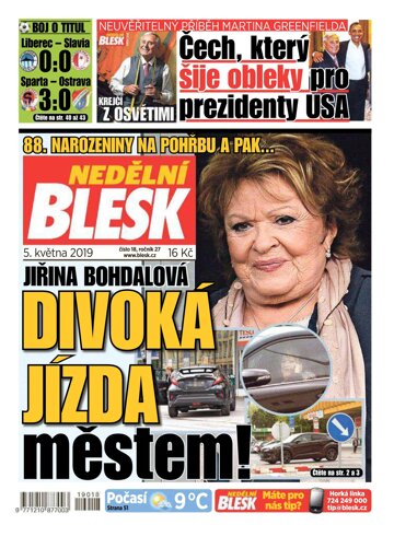 Obálka e-magazínu Nedělní Blesk 5.5.2019